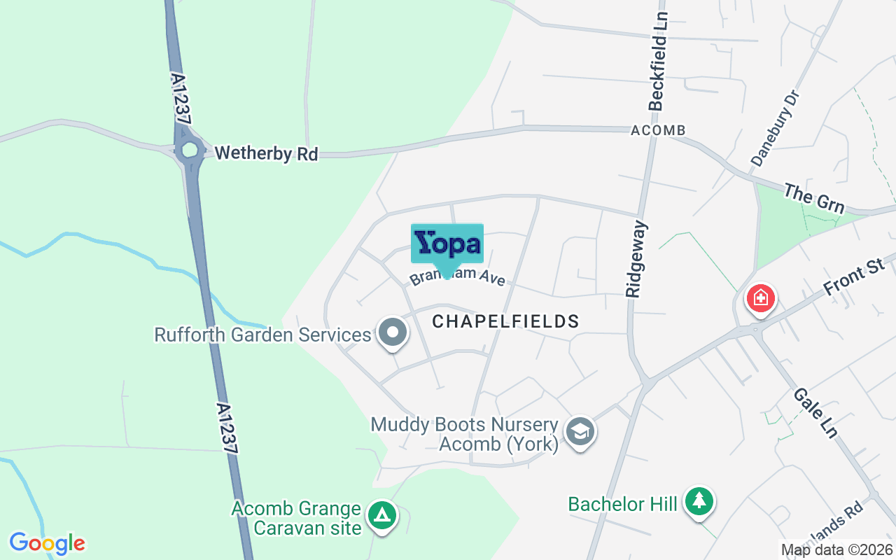 Map showing the location of YO26 5BE