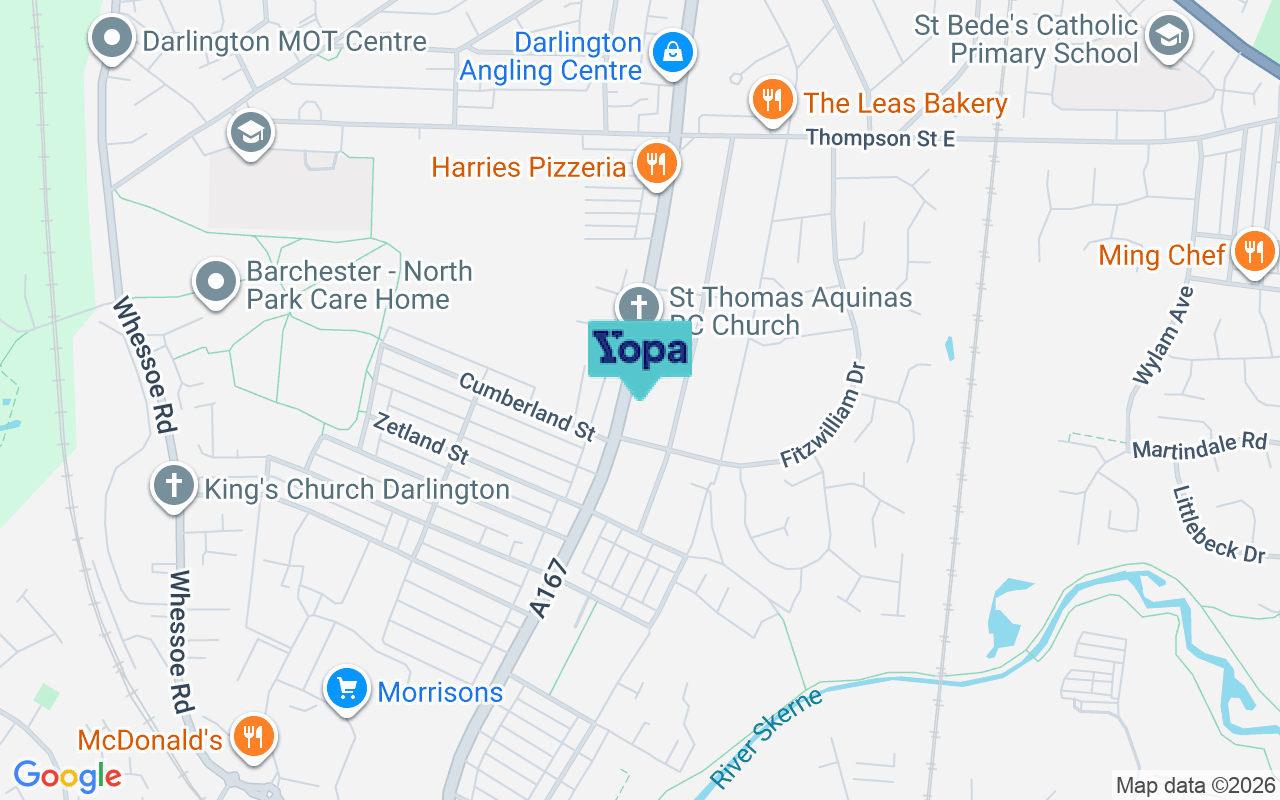 Map showing the location of DL1 2EN