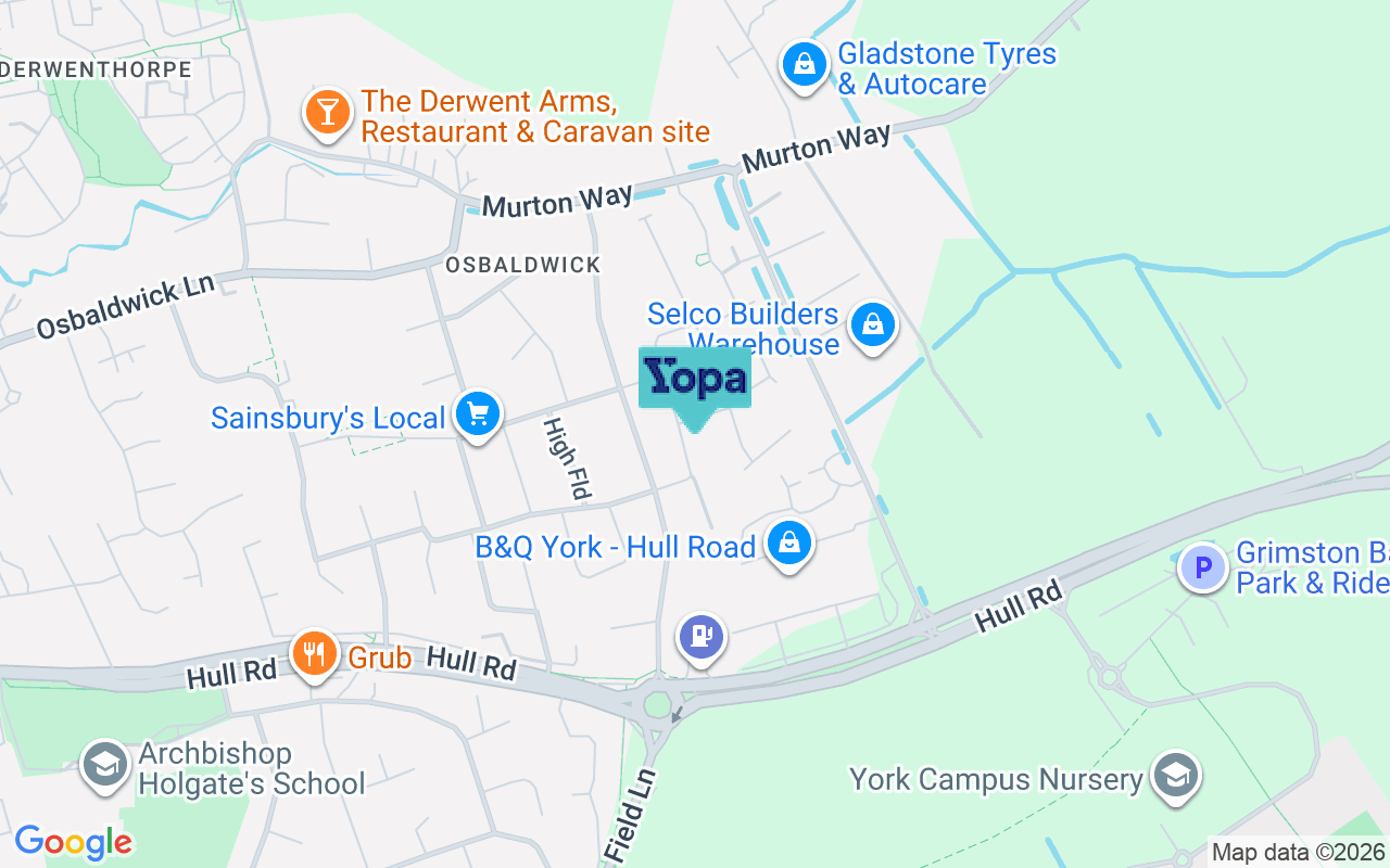 Map showing the location of YO10 3NG