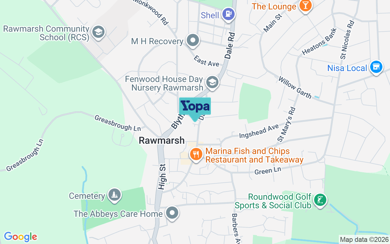 Map showing the location of S62 5AU