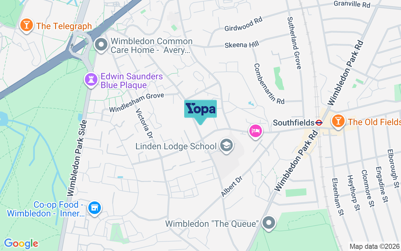 Map showing the location of SW19 6QX