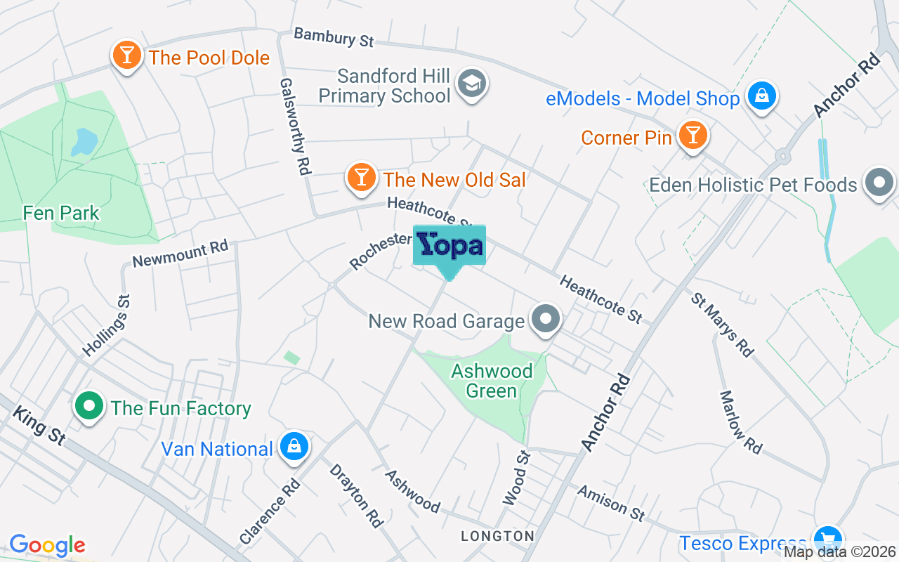 Map showing the location of ST3 1AS
