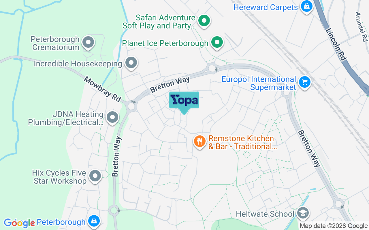 Map showing the location of PE3 8JF