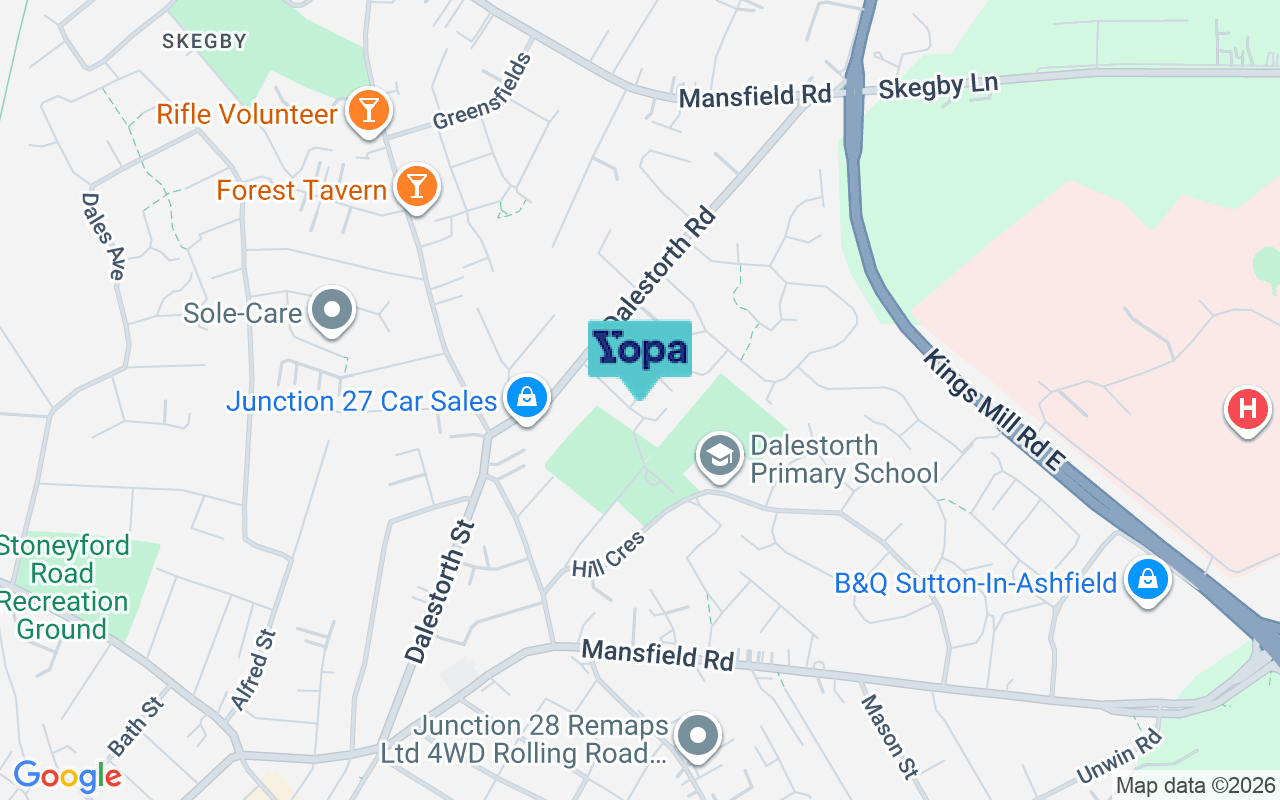 Map showing the location of NG17 4EH