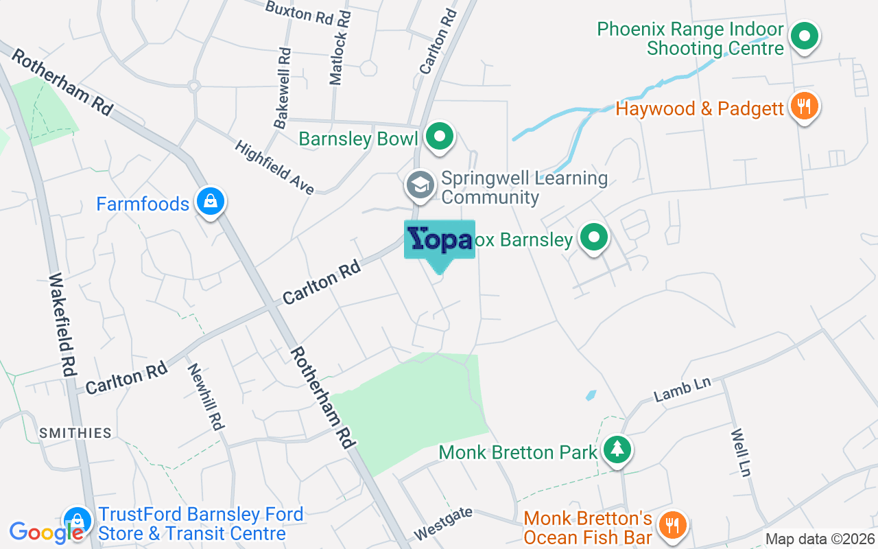 Map showing the location of S71 2FN