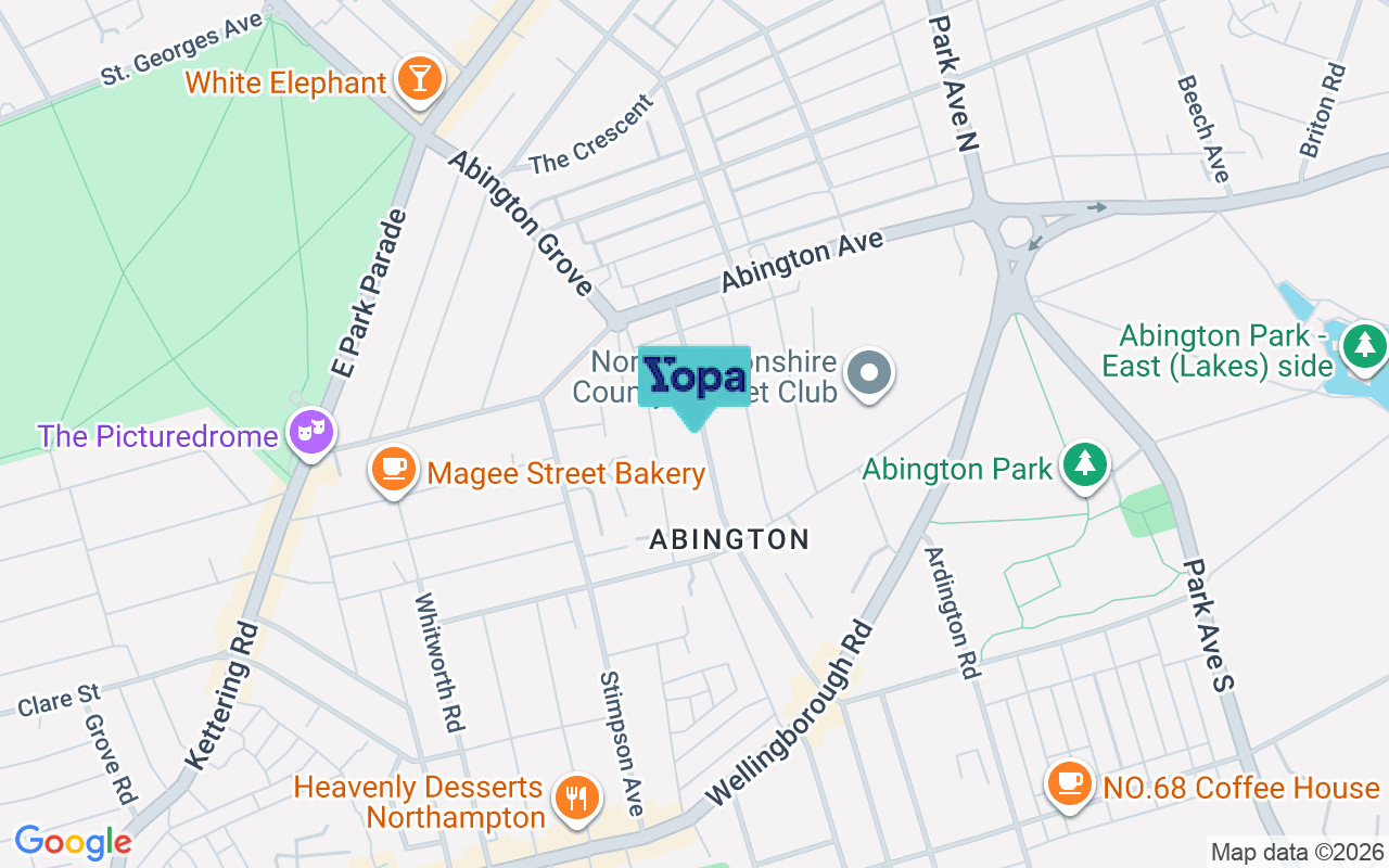 Map showing the location of NN1 4PG