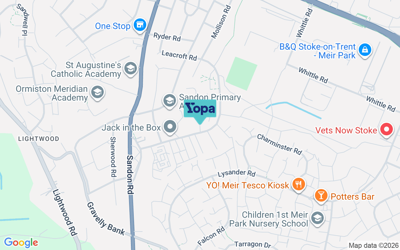Map showing the location of ST3 7RJ
