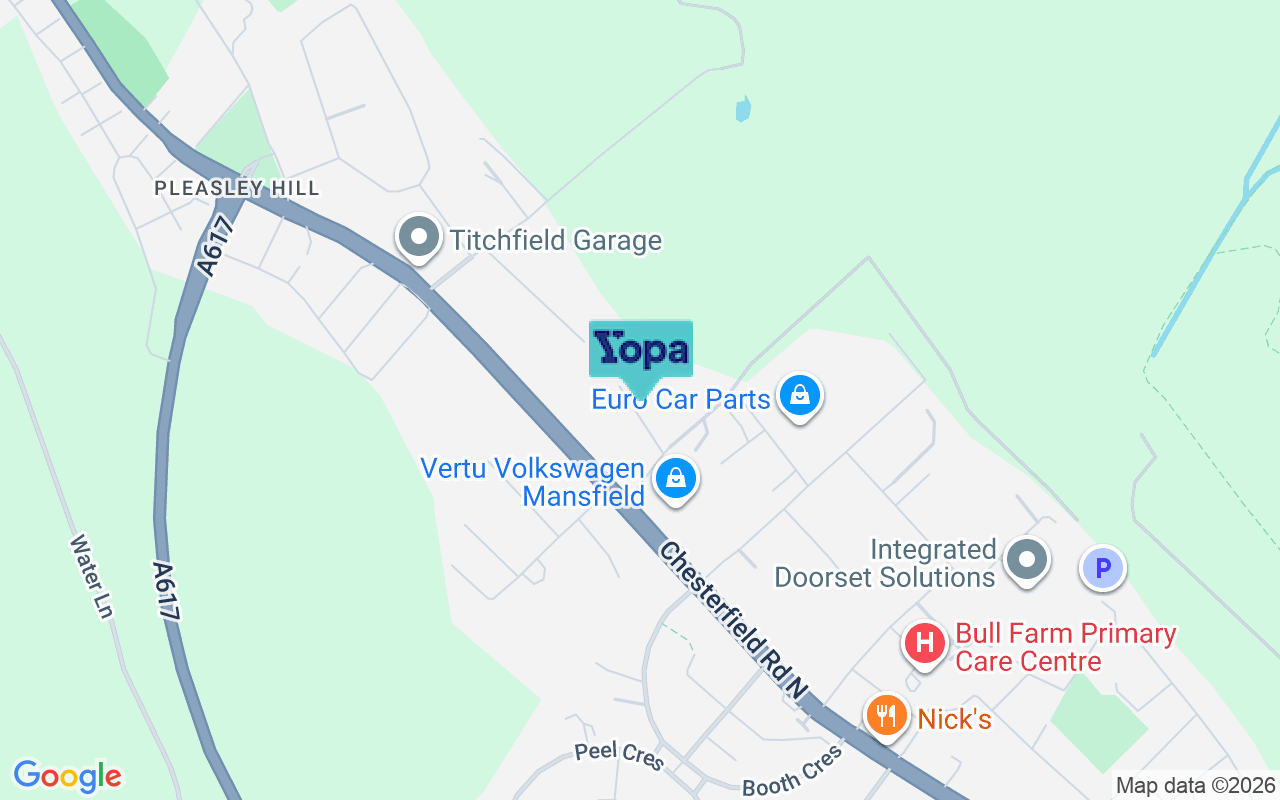 Map showing the location of NG19 7JR