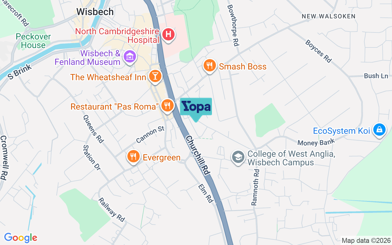 Map showing the location of PE13 2AN