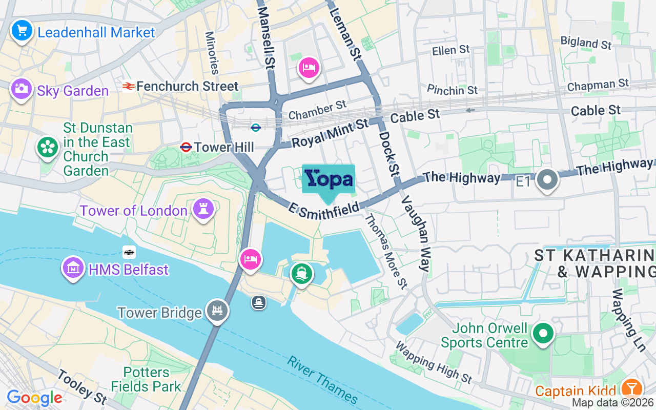 Map showing the location of E1W 1AP