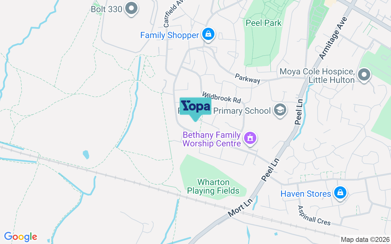 Map showing the location of M38 0FG