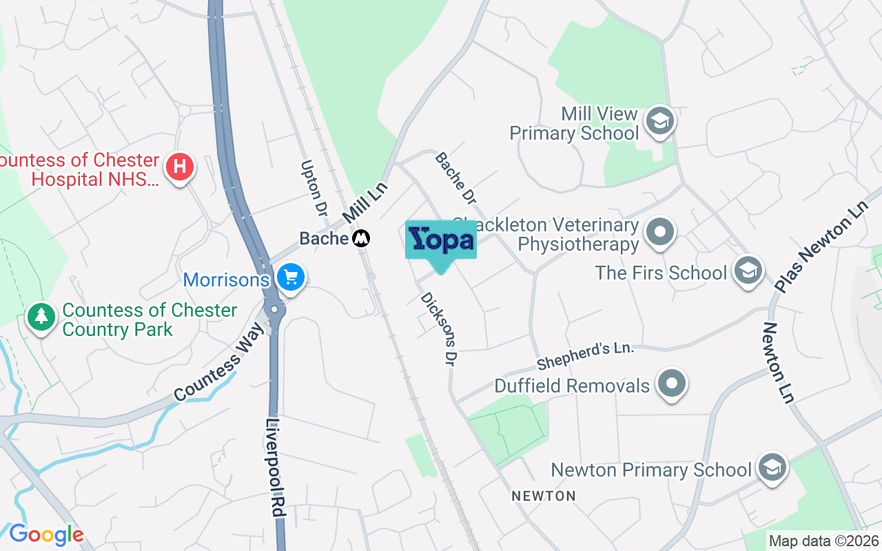 Map showing the location of CH2 2JQ