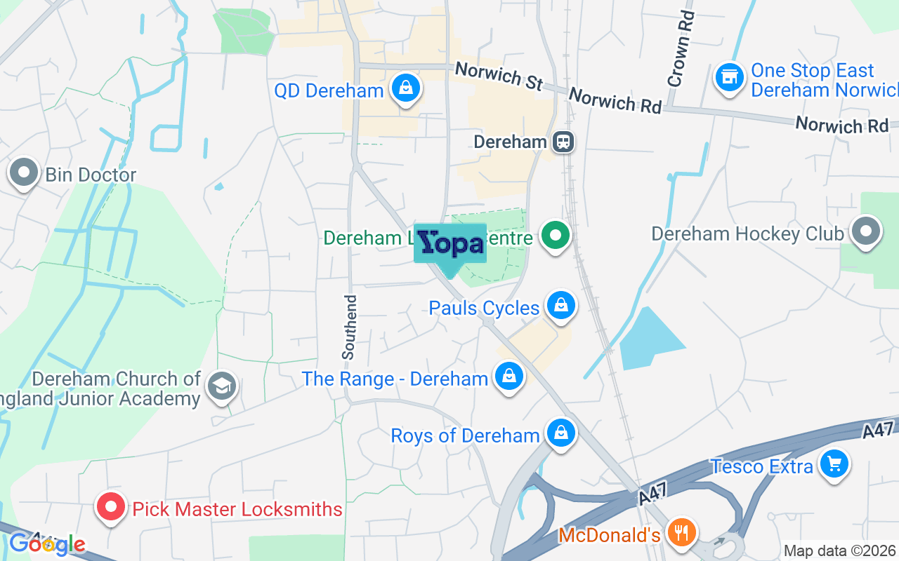 Map showing the location of NR19 1AF