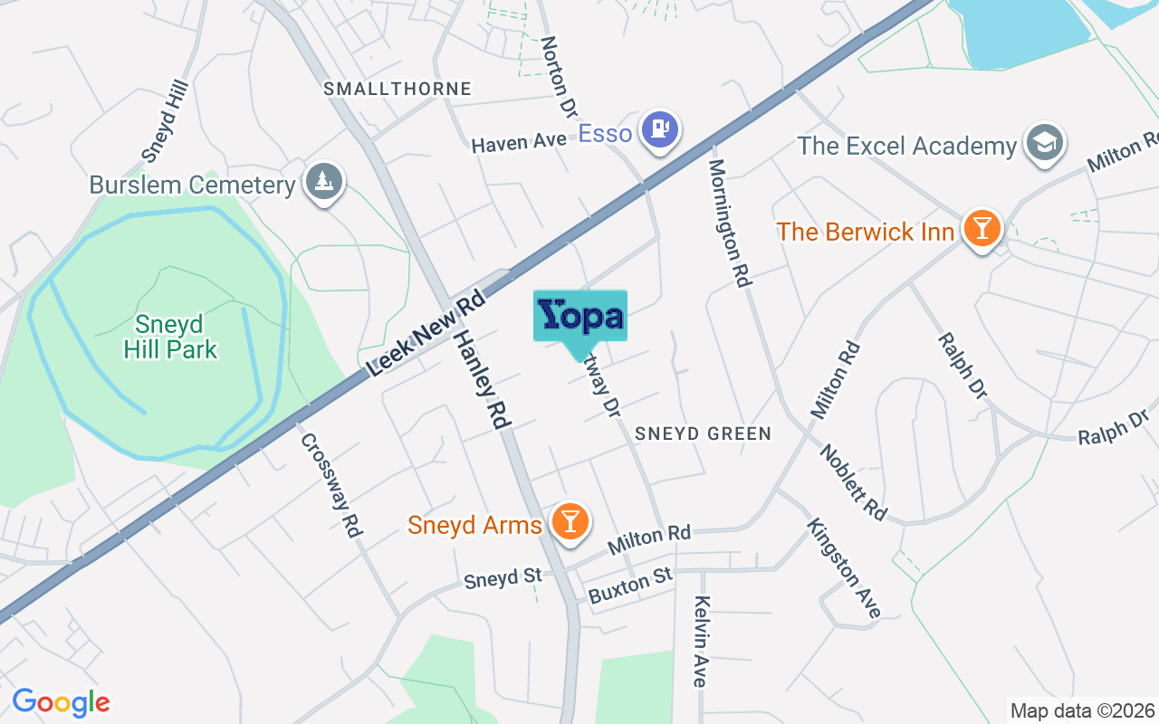 Map showing the location of ST1 6DX