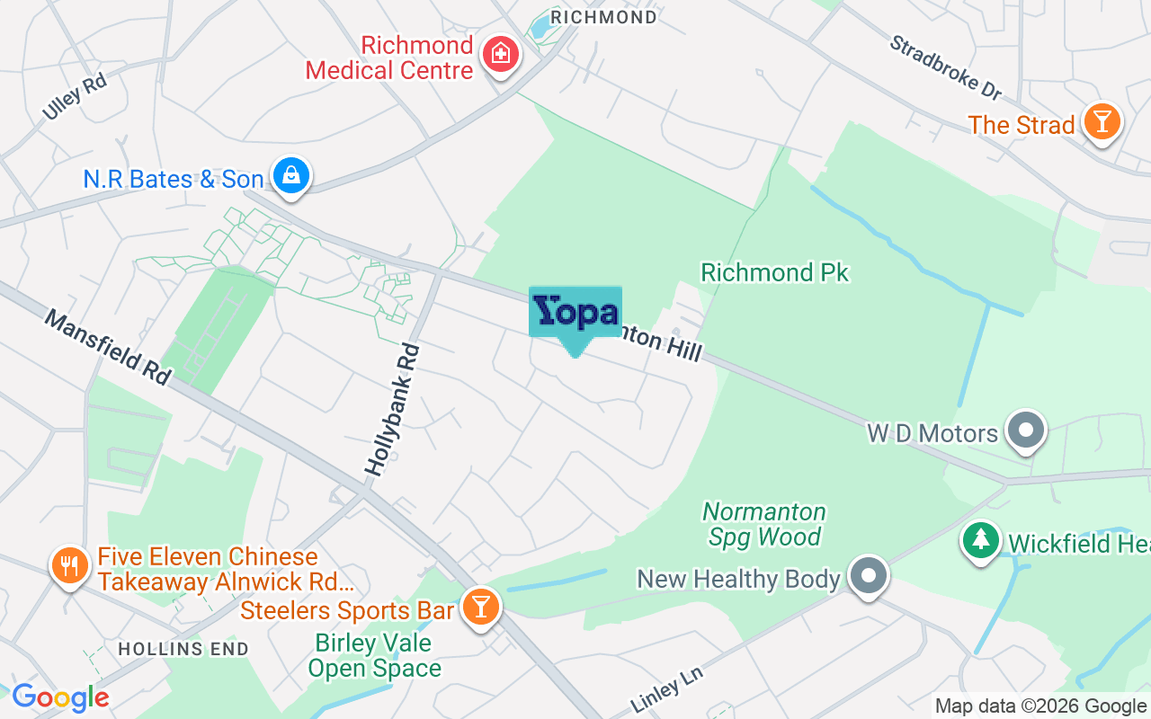 Map showing the location of S12 2BT