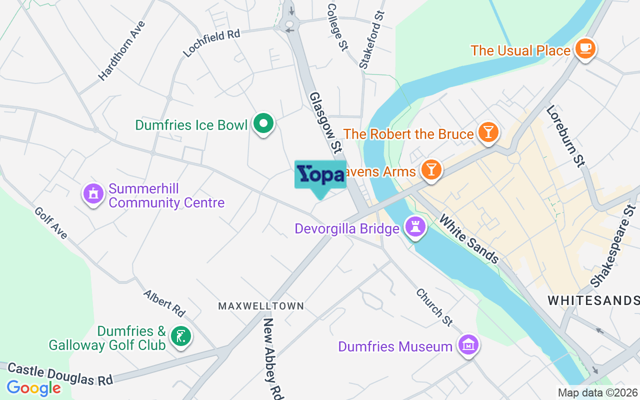 Map showing the location of DG2 9AR