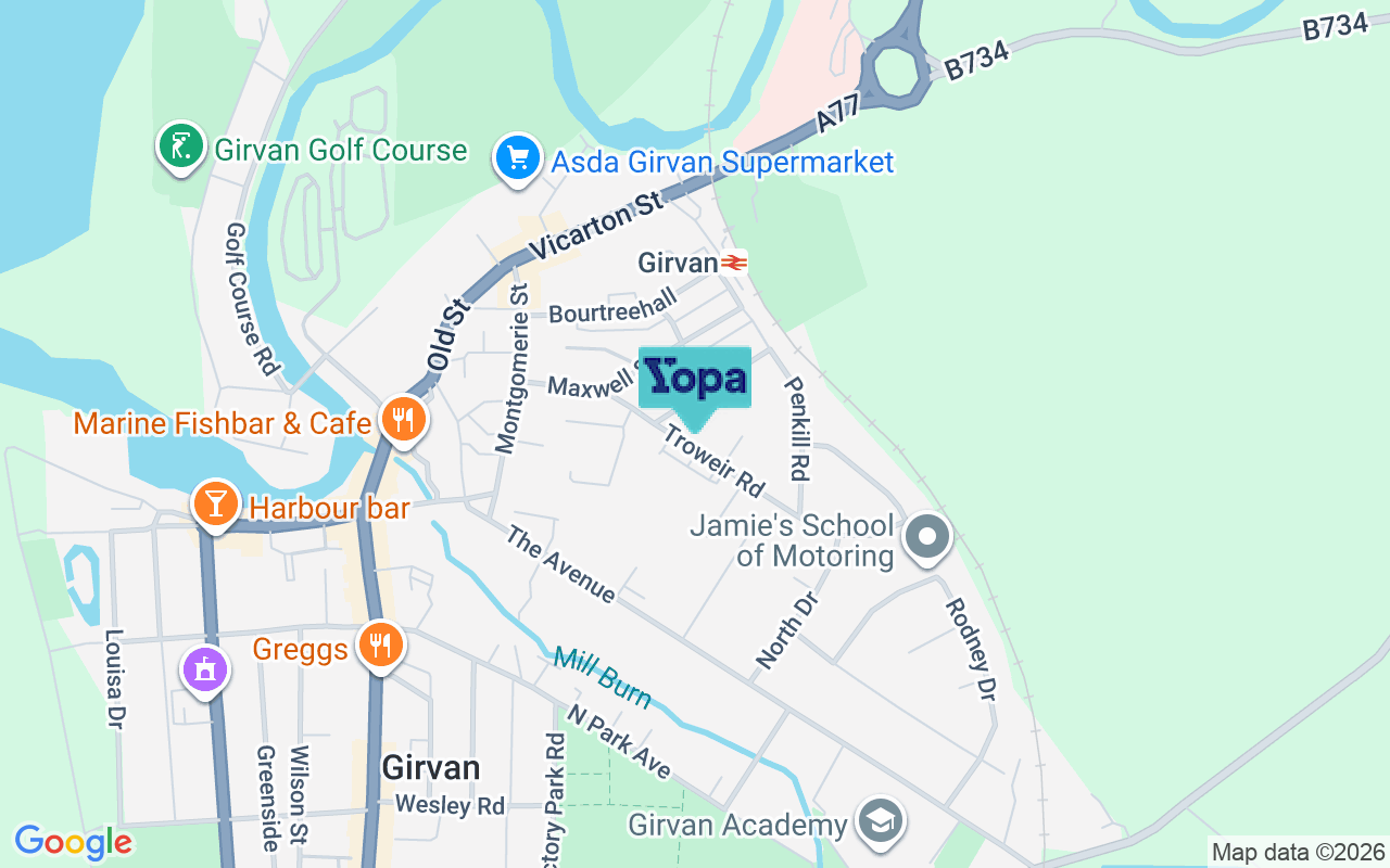 Map showing the location of KA26 9EB