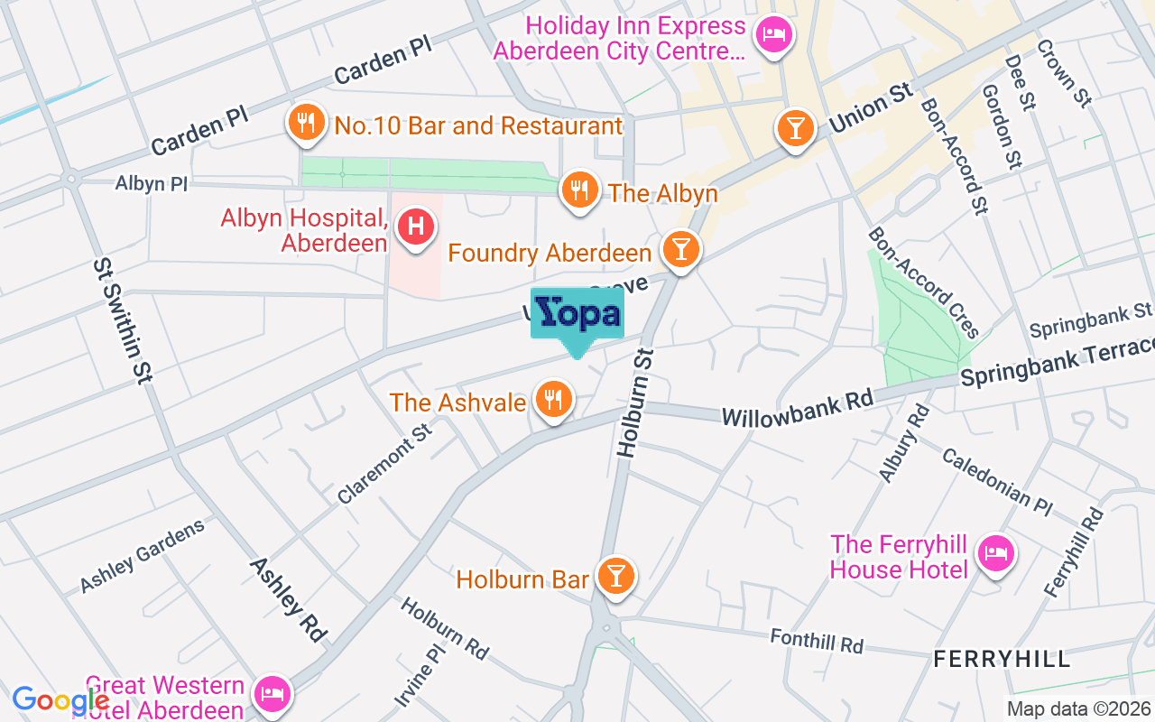 Map showing the location of AB10 6QD