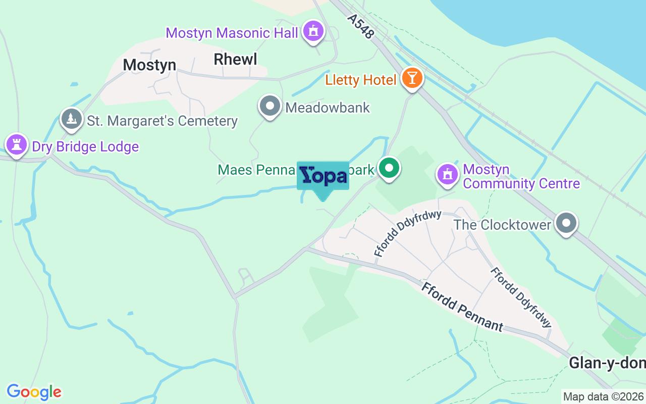 Map showing the location of CH8 9NS