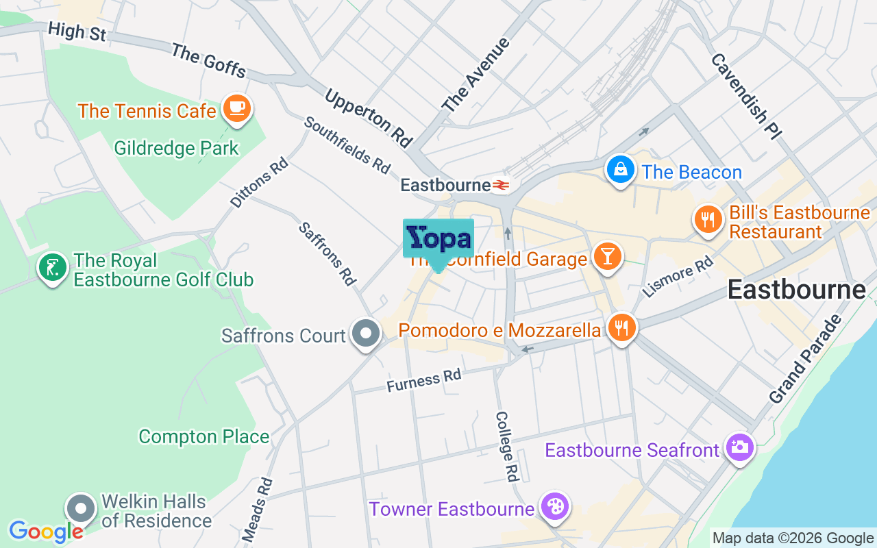 Map showing the location of BN21 4TY