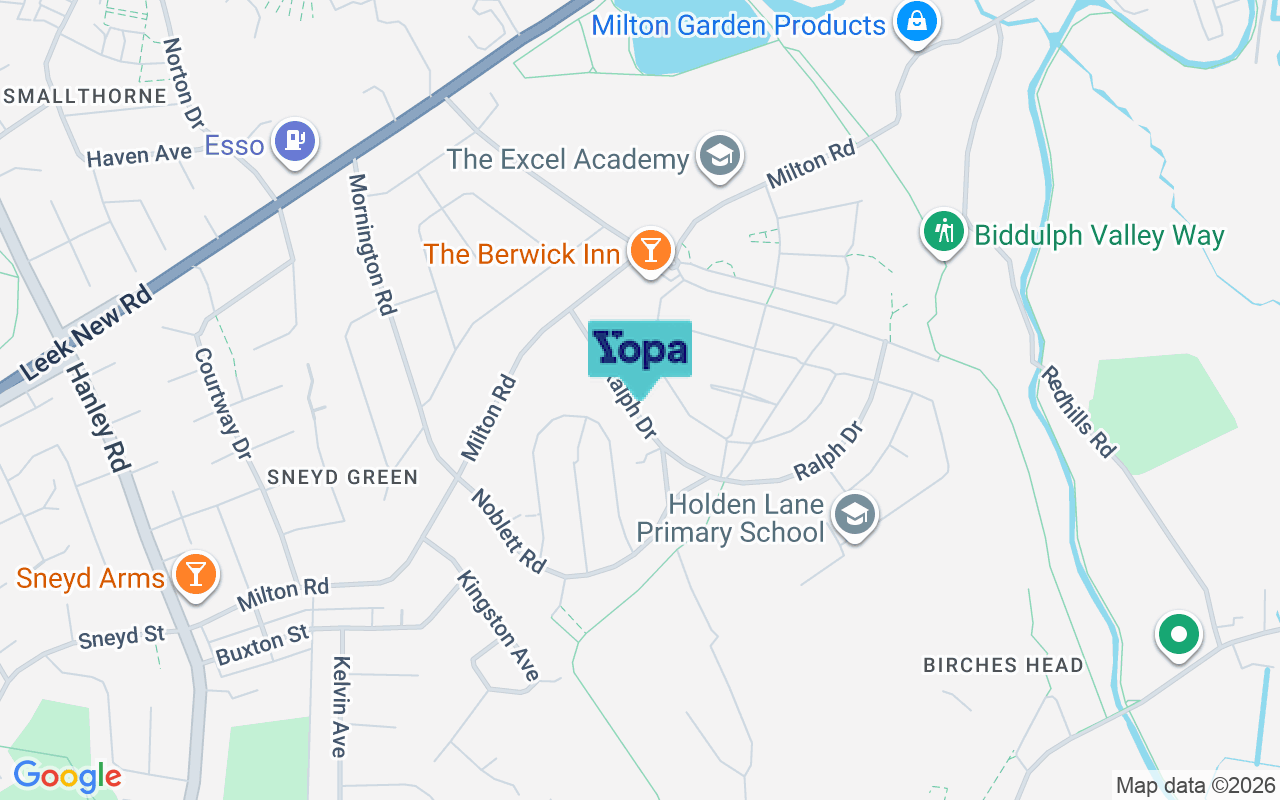 Map showing the location of ST1 6HY