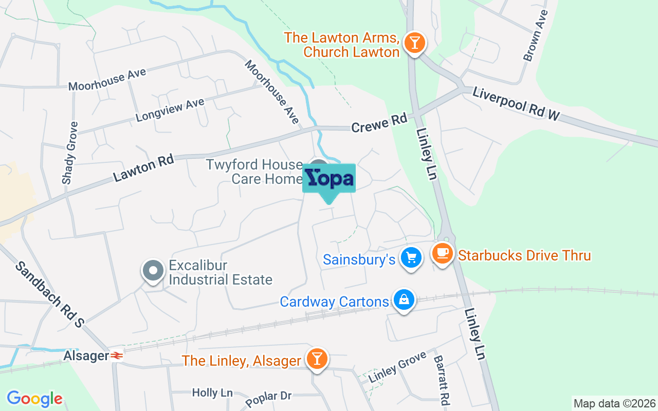 Map showing the location of ST7 2WN
