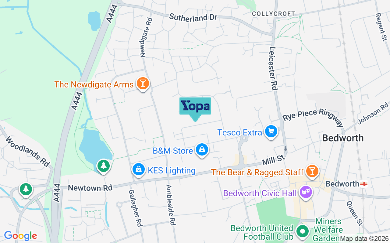 Map showing the location of CV12 8EW