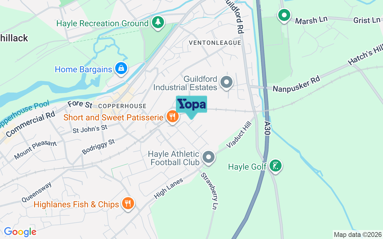 Map showing the location of TR27 5FW