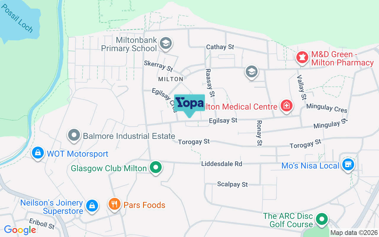 Map showing the location of G22 7PE