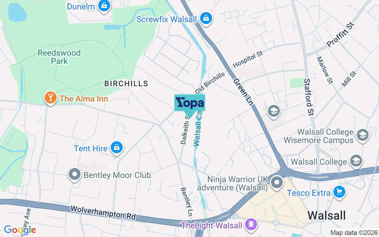 Map showing the location of WS2 8QB