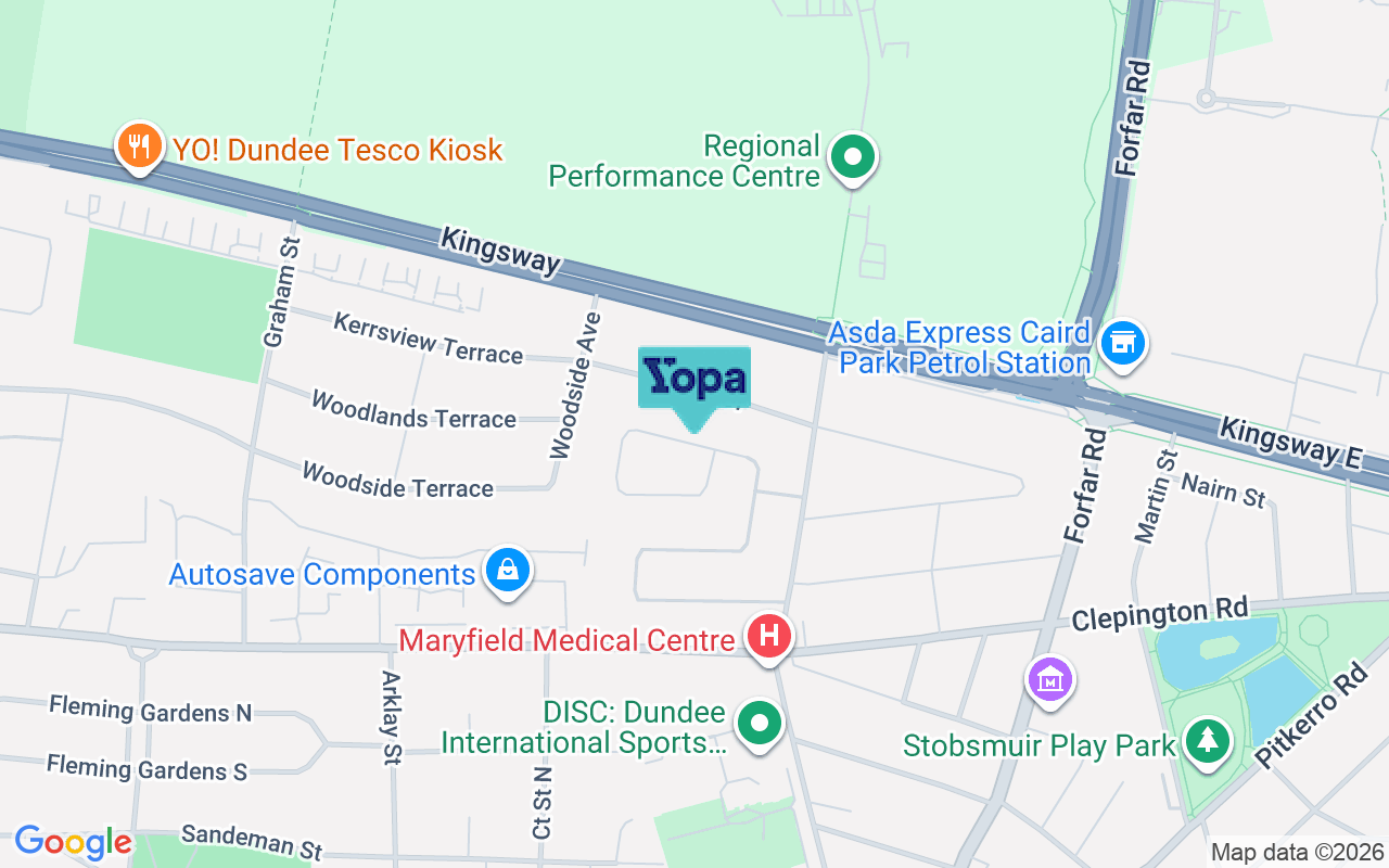Map showing the location of DD4 7FP