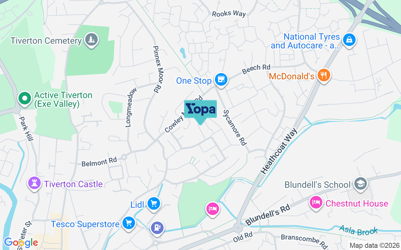 Map showing the location of EX16 6EB