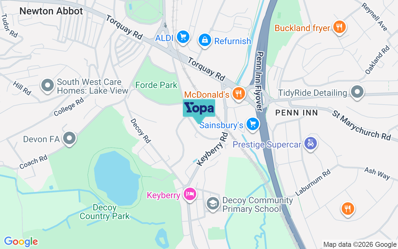 Map showing the location of TQ12 1BZ