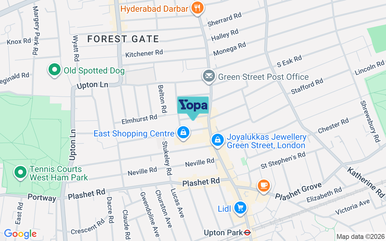 Map showing the location of E7 8JX