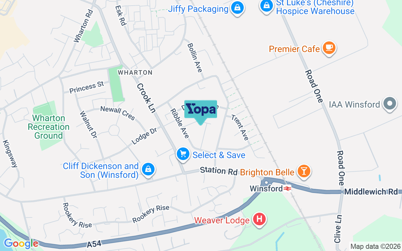 Map showing the location of CW7 3LA
