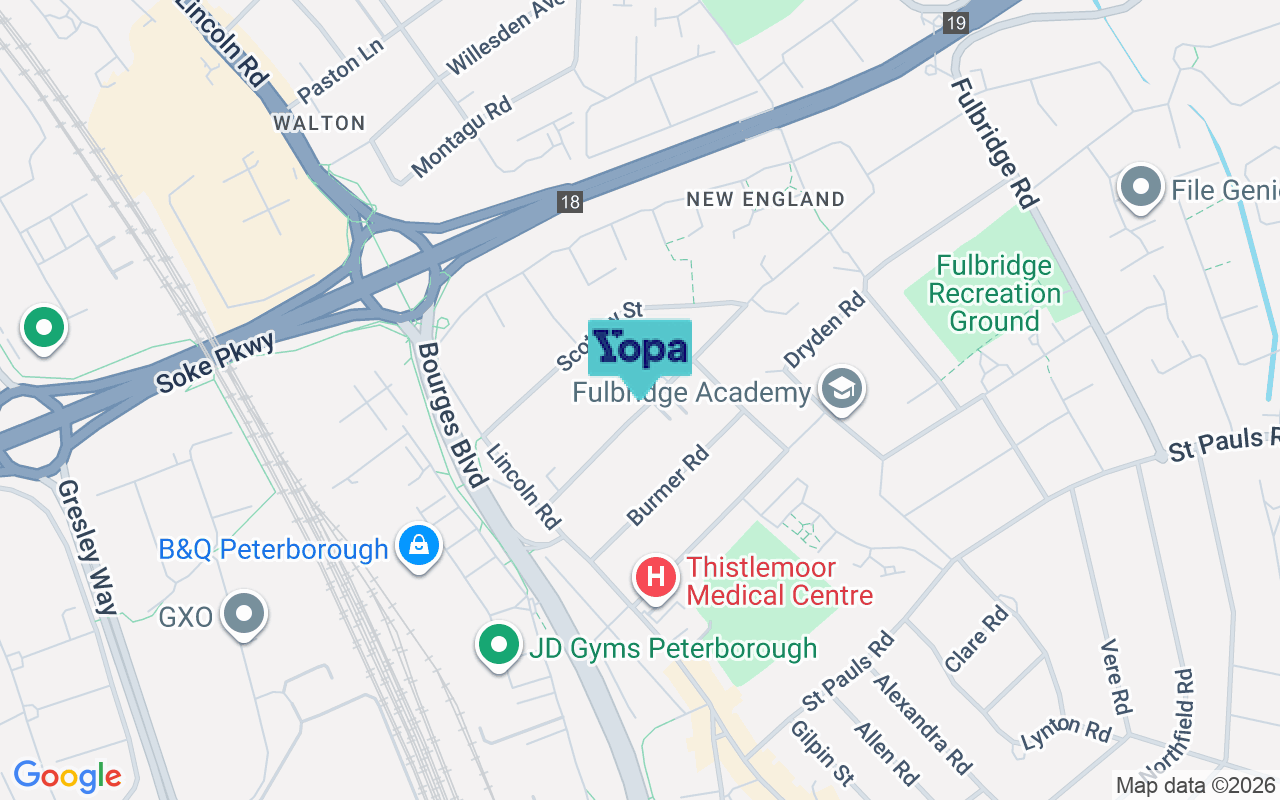Map showing the location of PE1 3HX