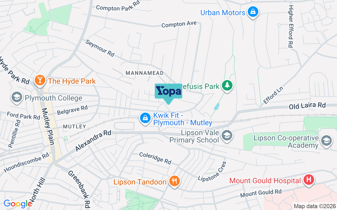Map showing the location of PL3 5AF