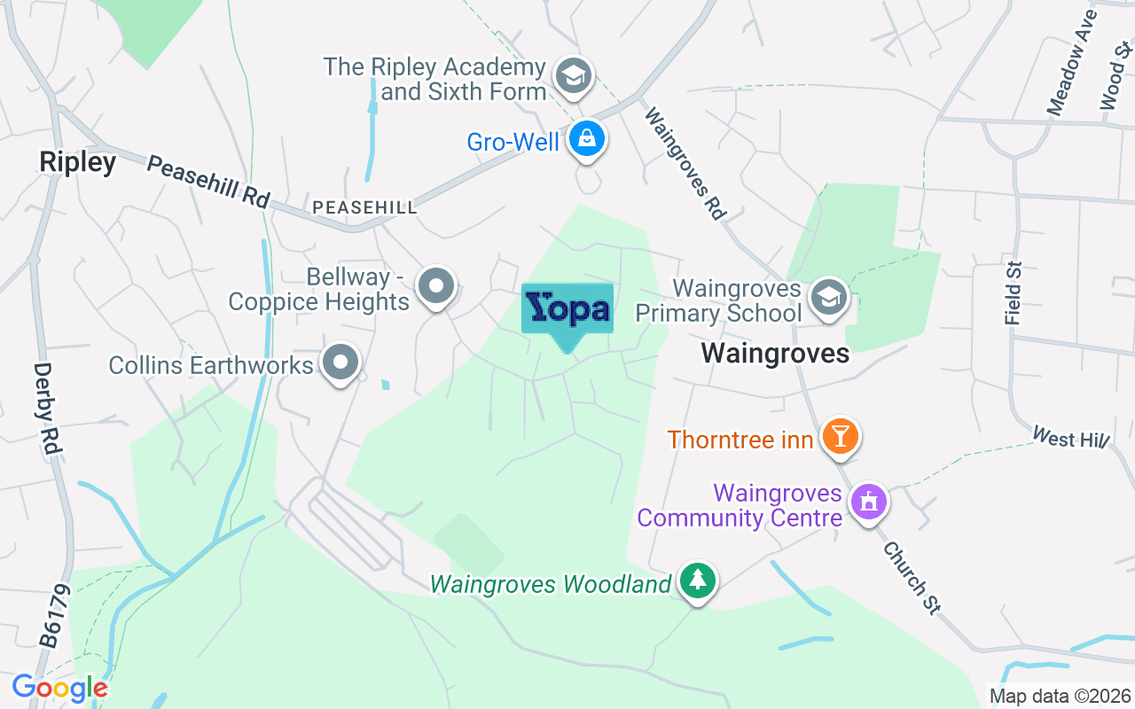 Map showing the location of DE5 3NZ