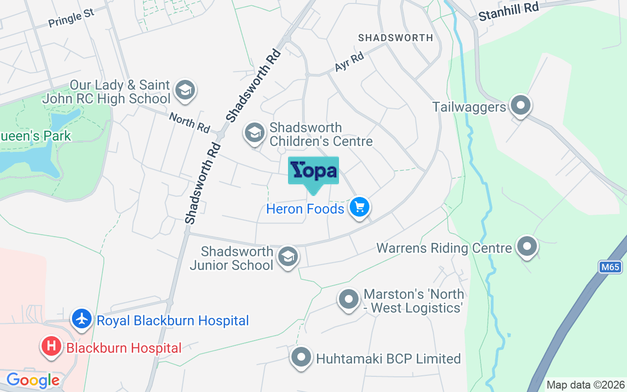 Map showing the location of BB1 2JE