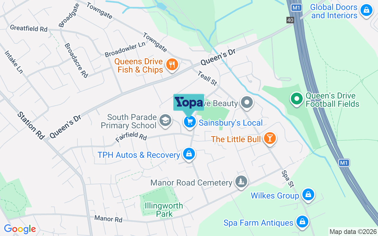 Map showing the location of WF5 0EB