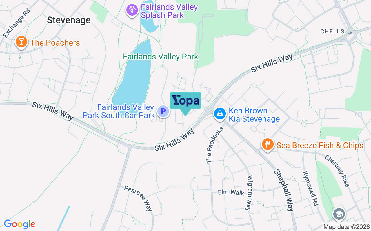 Map showing the location of SG2 8UW
