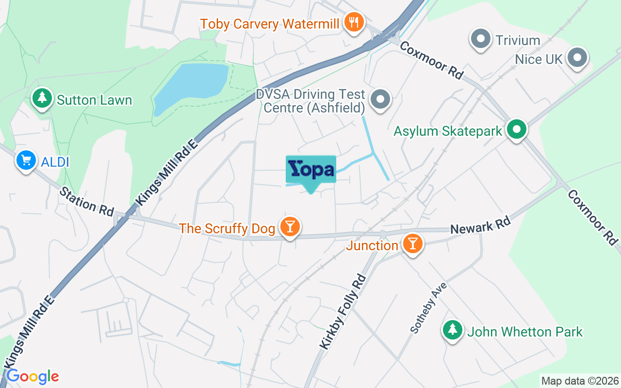Map showing the location of NG17 5BF