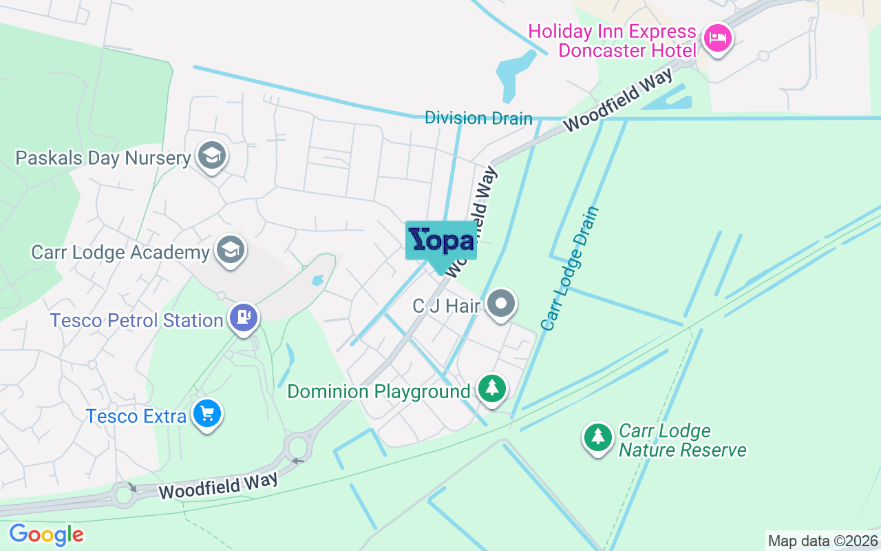 Map showing the location of DN4 8FF
