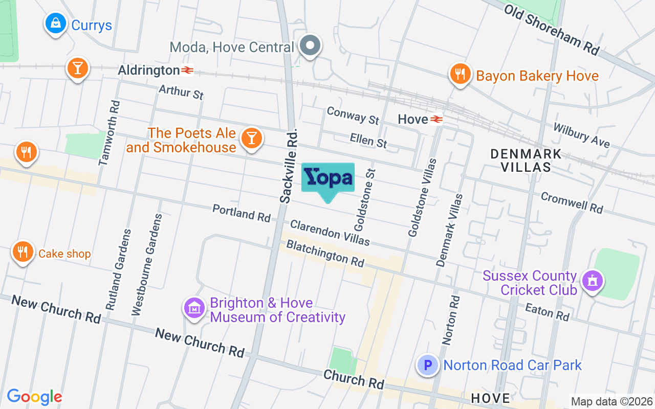 Map showing the location of BN3 3RG
