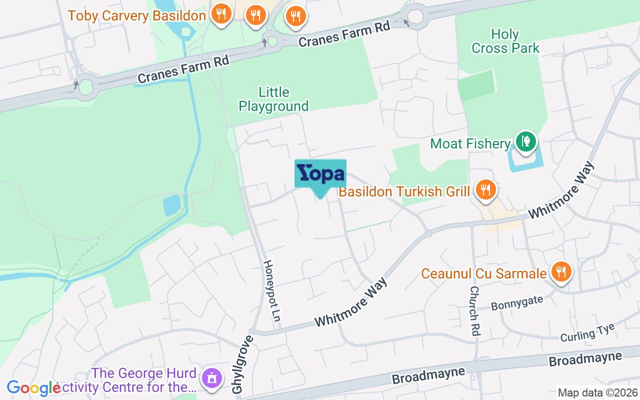 Map showing the location of SS14 2JE
