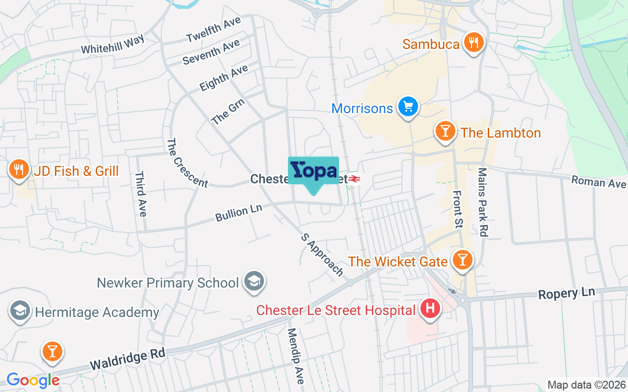 Map showing the location of DH2 2AL