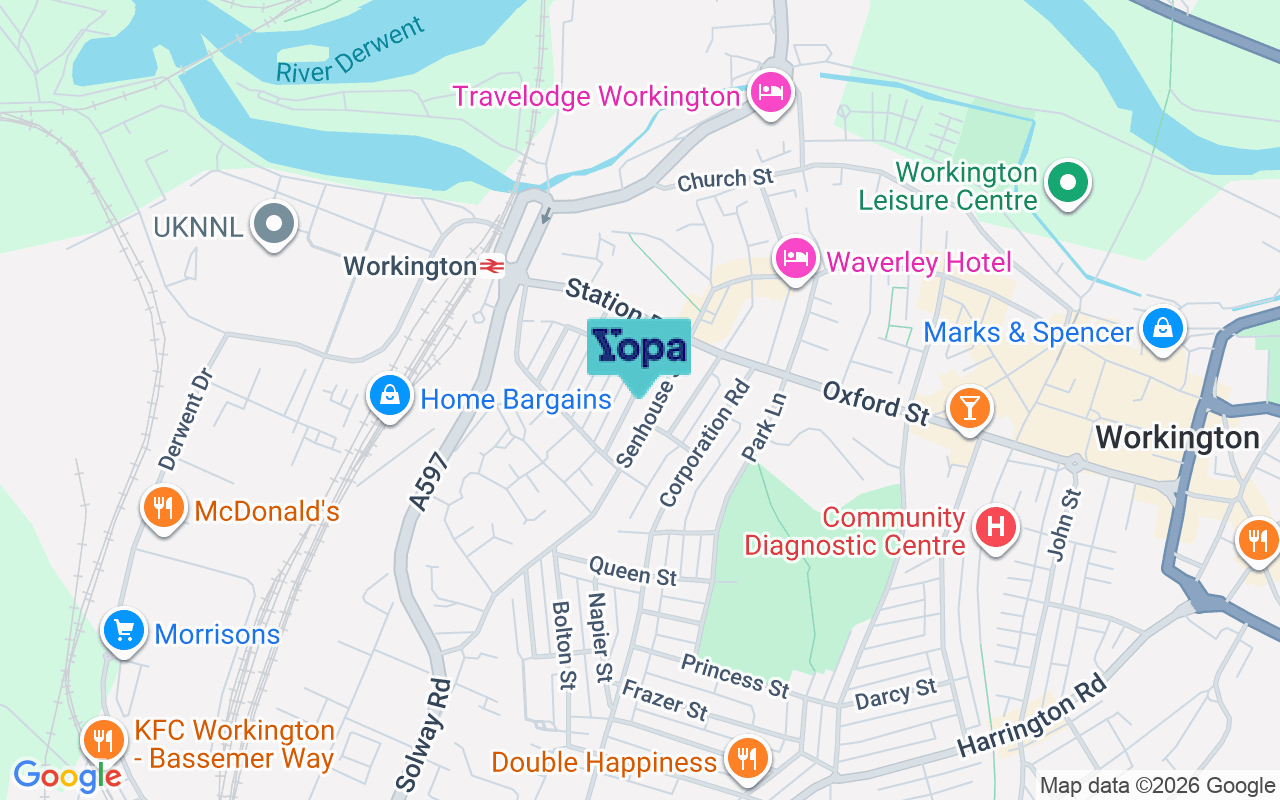 Map showing the location of CA14 2YD