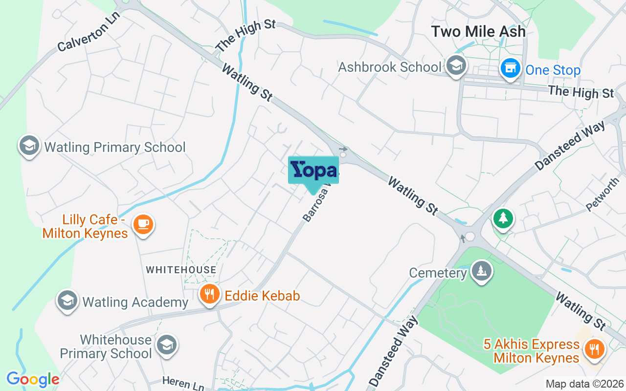 Map showing the location of MK8 1BP
