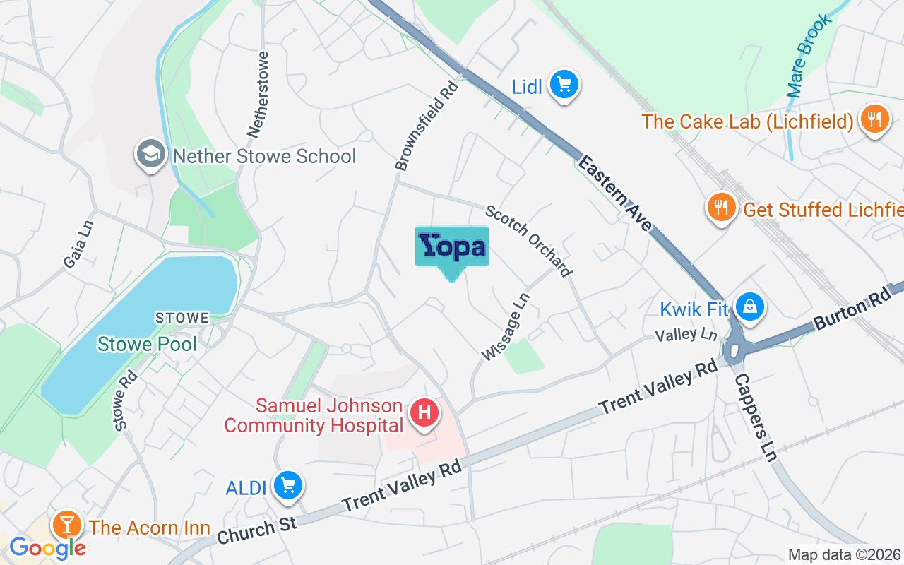 Map showing the location of WS13 6BS
