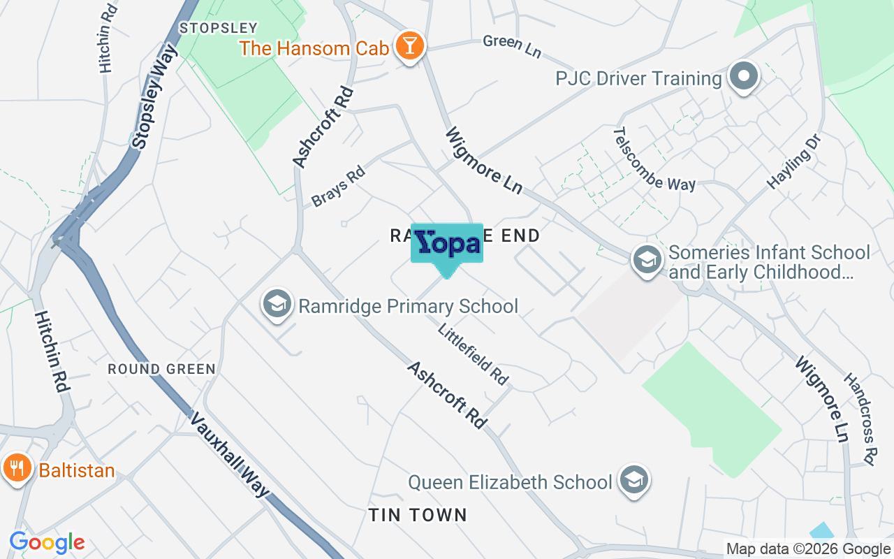 Map showing the location of LU2 9BH